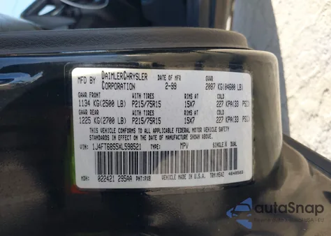 1999 Jeep Cherokee Classic/Sport z USA, uszkodzony, nr VIN 1J4FT68S5XL598521